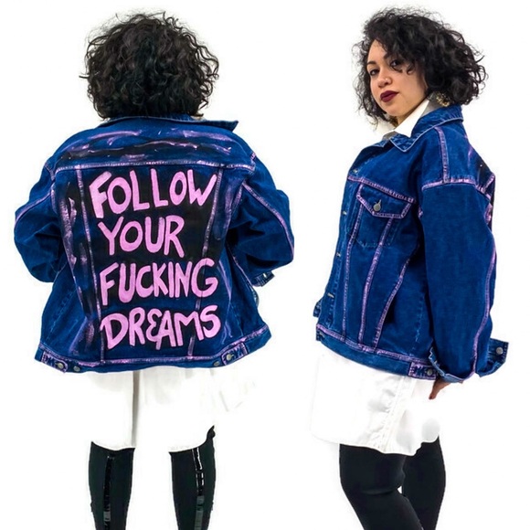 Urban Haute Label Jackets & Blazers - Custom Painted Ex-Boyfriend Denim Trucker Jacket L
